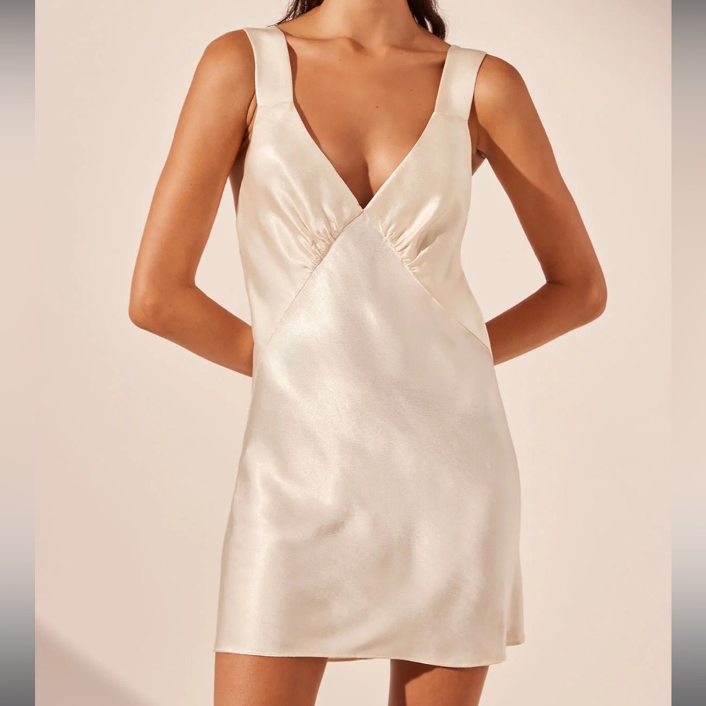 Shona Joy La Luna Plunged Slip Dress - Cream